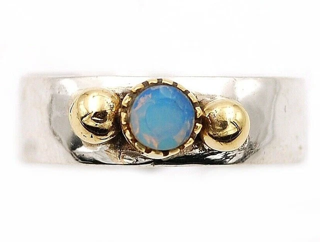 Natürlicher zweifarbiger Feueropalit 925 Sterlingsilber Ring Gr. 7 ED32-6