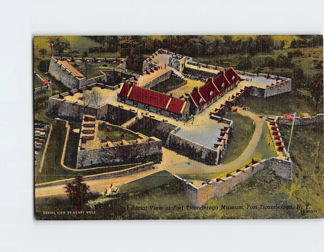 Postcard Aerial View of Fort Ticonderoga Museum, Fort Ticonderoga, New York
