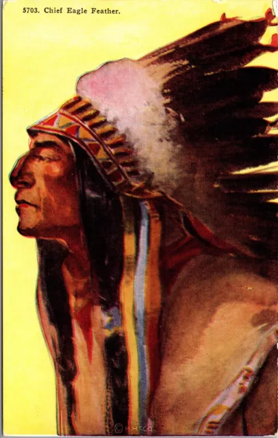 Postcard Chief Eagle Feather