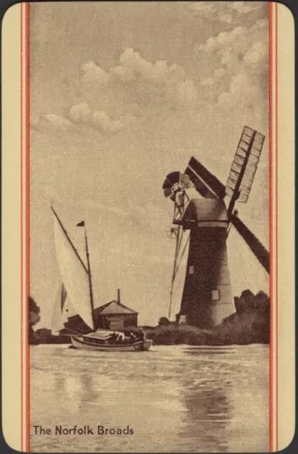 Playing Cards Single Card Old Vintage Named * NORFOLK BROADS  Scenic Britain Art