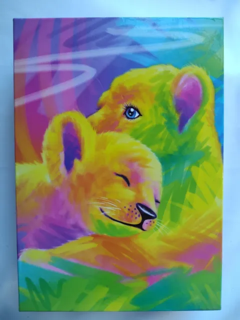 Lisa Frank Lion Mother & Cub Stationary Storage Trinket Box Bright Bold Retro