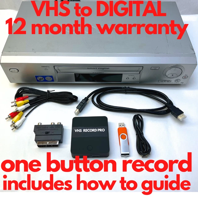 VHS VIDEO PLAYER Recorder Kit One Button Copy VHS to Digital MP4 FAST