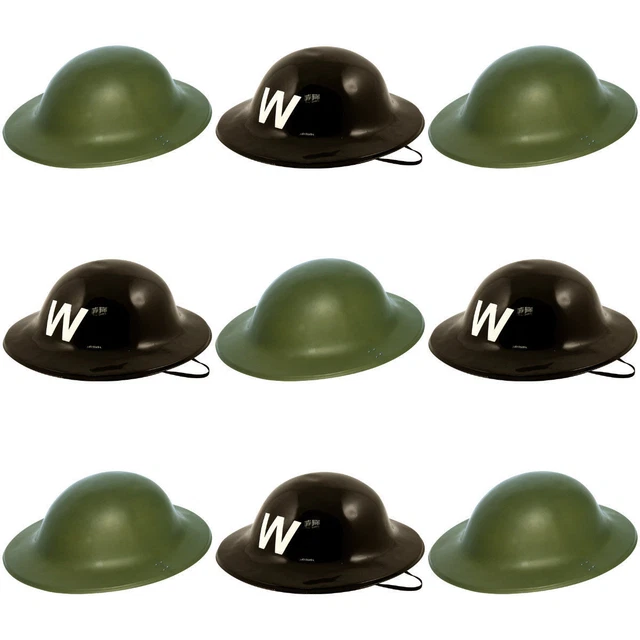 WW2 PLASTIC HELMET Hats Air Raid Warden Or Army Hat Fancy Dress Party