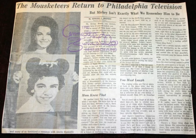 Annette Funicello Personal Property 1975 Philadelphia Inquirer Mickey Mouse Club