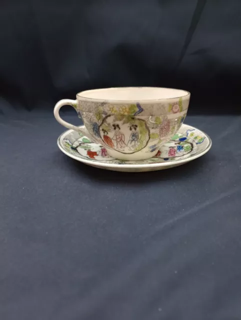 Vintage Small Bone China Hand Painted Teacup And Saucer