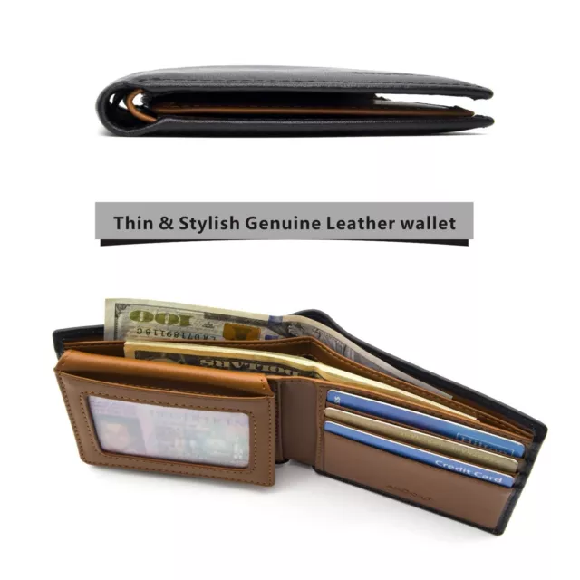 WALLET FOR MEN Genuine Leather RFID Blocking Bifold Stylish Wallet with ...