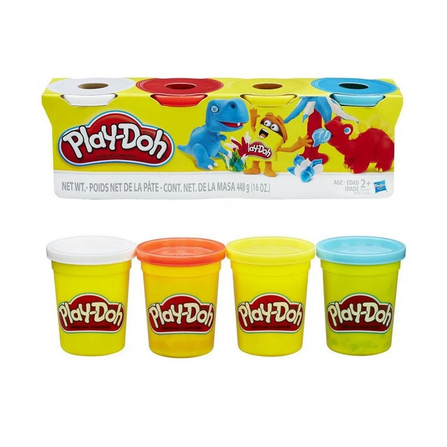 HASBRO - Play Doh - Lot De 4 Pots De Pâte A Modeler Coloris Classiques 4x112gr