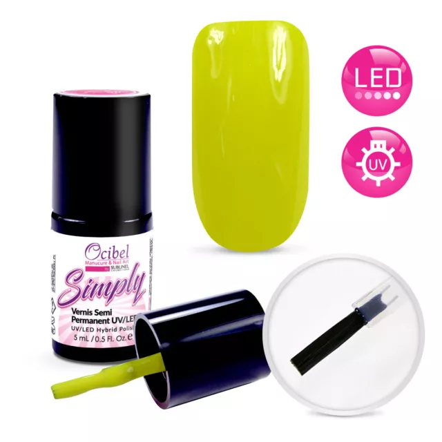 Ocibel France - Vernis Semi Permanent UV / LED 5ml - Jaune Fluo #26753 Ongles Na