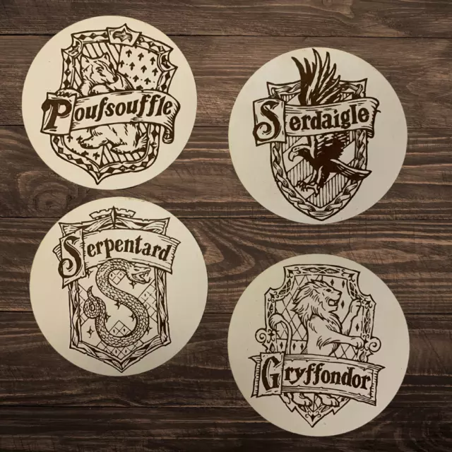 Lot de 4 dessous de verres en bois Harry potter - gravés et découpés au laser