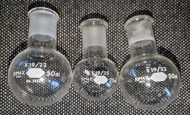KIMAX Round Bottom Flasks (25ml or 50ml) 19/22