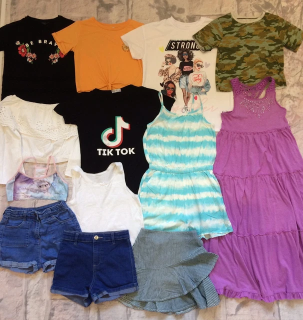 Pacchetto vestiti per bambina 9-10 anni successivo RI ecc. pantaloncini abito gonna