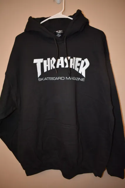 THRASHER Skateboard Magazine Black Hooded Sweatshirt Hoodie NWOT Adult LARGE