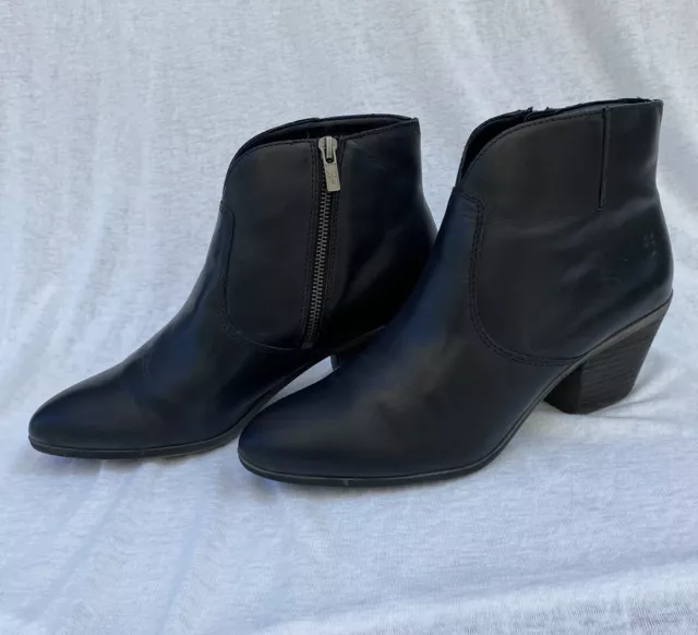 Frye Reina Zip Bootie Black Leather Size 10 Side Zipper Boots