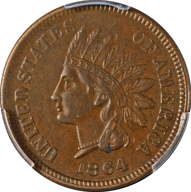 1864 Indian Cent L On Ribbon PCGS AU55 Key Date Great Eye Appeal Strong Strike