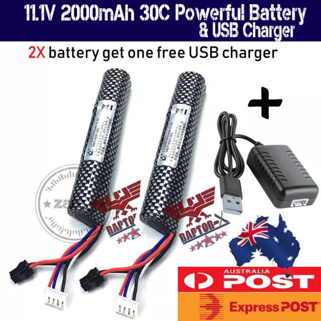 JM GEN 8 J8 UPGRADE 11.1v 2000mah 30C Lipo Battery Gel Blaster Charger AU