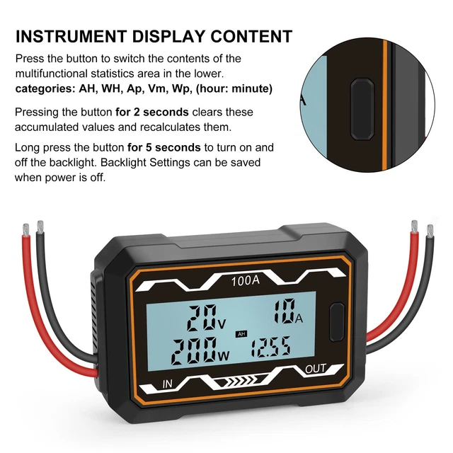 Nuovo Solare Potenza Metro Watt Kit RC Batteria 100/150/200A ABS Plastica