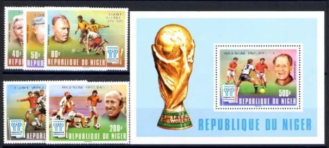 Niger 639-643 + Bl. 21 postfrisch Fußball WM 1978 #JR988