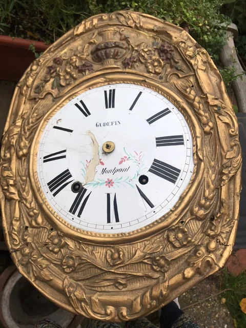 Antique French Morbier Comtoise Grandfather Clock Brass Enamel Chiming Brass Antique French Morbier Comtoise Grandfather Clock Brass Enamel Chiming Brass
