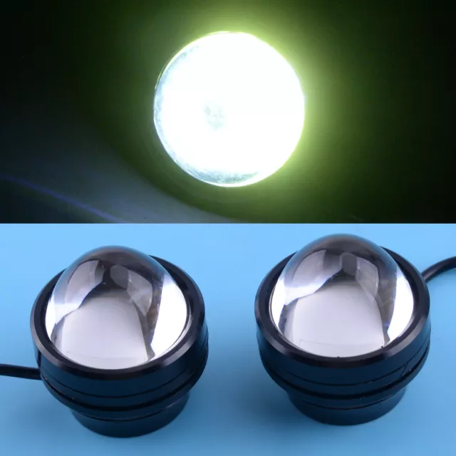 2PCS LED White Fish Eye DRL Projecteur Lentille Feu De Brouillard Feux lumière