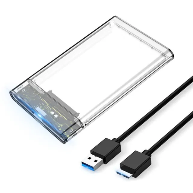 USB SSD Enclosure Drive External Case HDD Hard Clear Laptop 3.0 2.5" SATA Disk