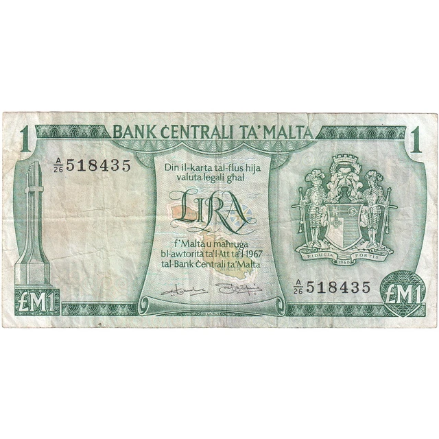 [#196204] Malta, 1 Lira, 1967, KM:31a, VF