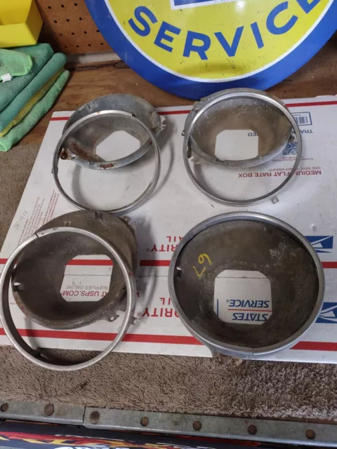 1967-1972 Chevy Impala Chevelle Gto Headlight Buckets Plus Rings Set Of 4