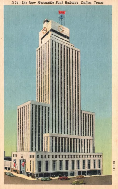 Vintage Postcard New Mercantile Bank Building Dallas Texas TX Martin News Agency