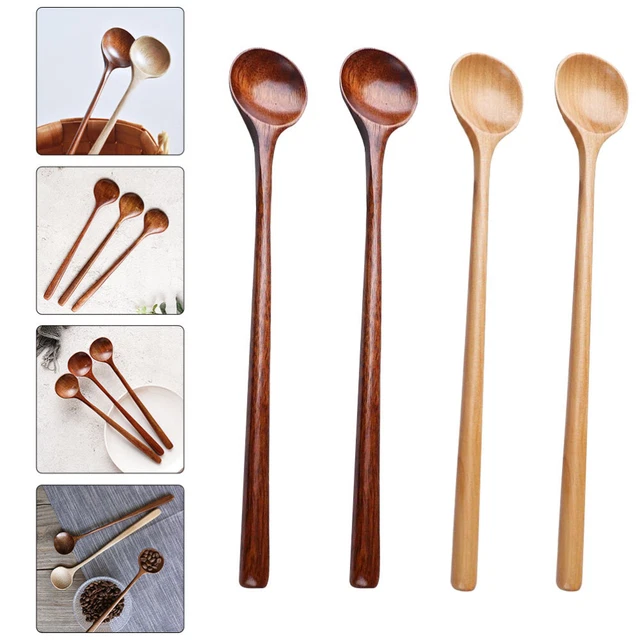4 Pcs Cuillère À Mélanger En Bois De Service Café Cuillères Expresso Dessert
