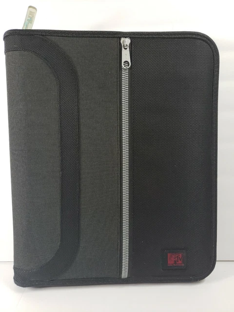 Vintage MTV Music TV School Zip Up Binder Black Red Gray w/ CD Pockets Rare -G1