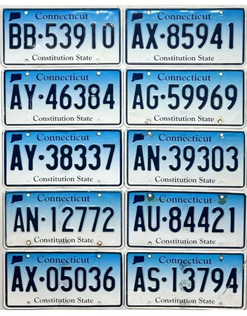 *99 CENT SALE*  2015 Base Connecticut License Plate LOT OF 10 No Reserve