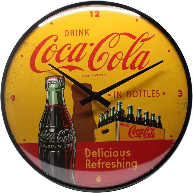 NOSTALGIC ART NÁSTĚNNÉ HODINY LOGO COCA COLA 31cm BAR RESTAURACE