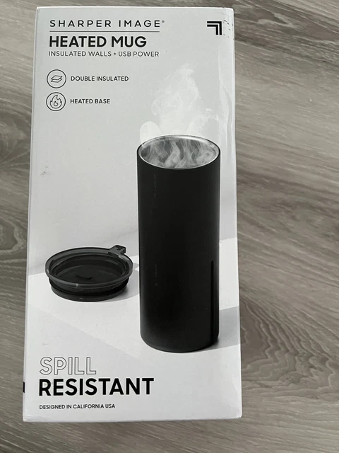Sharper image heated mug with insulated walls and usb power