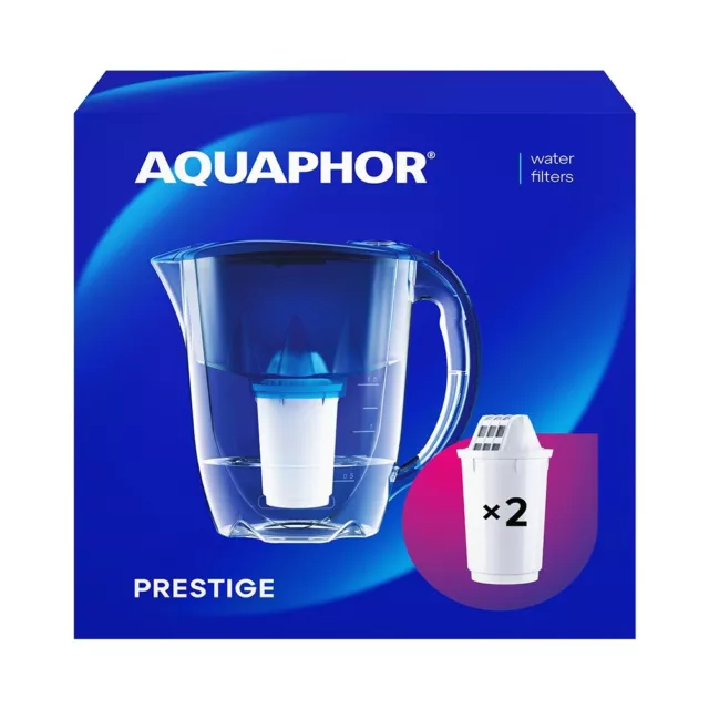 AQUAPHOR Set Wasserfilter Prestige inkl. 2x A5 Filterkartuschen , blau