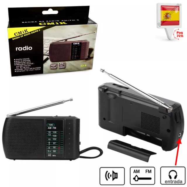 Roadstar TRA-2235RD Radio Portátil FM Analógica, Funciona a Red / Pilas,  Toma de Auriculares, Transistor Pequeño