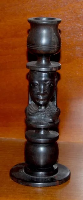 Portacandele statuetta donna in Legno intagliato a mano Vintage Arte Africano