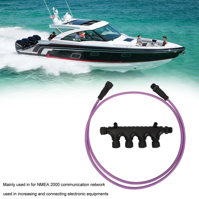 Hot For NMEA 2000 4 Port Multiport T Connector M12 Waterproof With Wire Cable Fo
