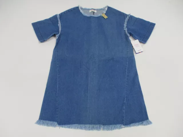 Vibrant Shirt Dress Women Size Small Blue Short Sleeve Denim D1116