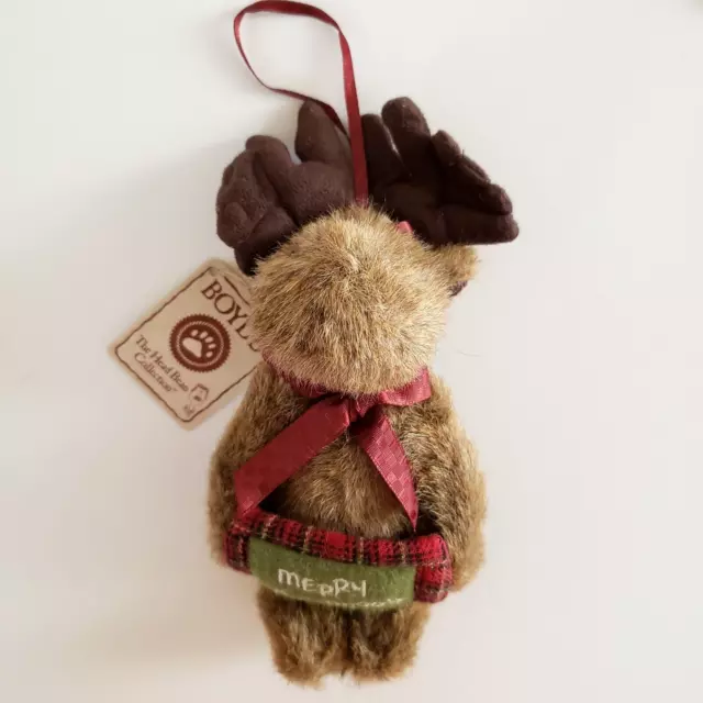 Boyds Bears Mini Plush Moose Ornament Merry Christmoose #562723 Jointed 6"