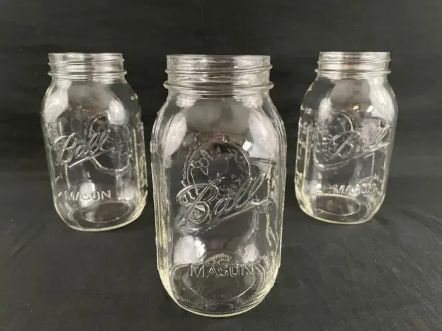 Lot of 3 Vintage Ball Mason Jars 3 Cups 24 Ounces No Lids Clear Glass Mold 32