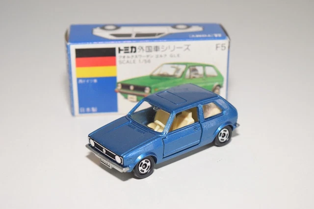 V 1:56 Tomy Tomica F5 Vw Volkswagen Golf Gle Metallic Blue Mib Super Rare!