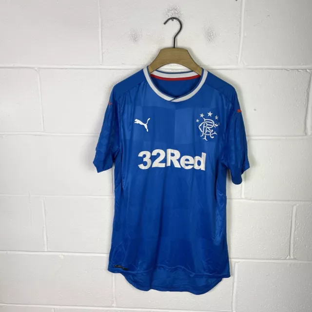 Puma Glasgow Rangers Football Shirt Mens Medium Blue 2016/17 Home Scotland