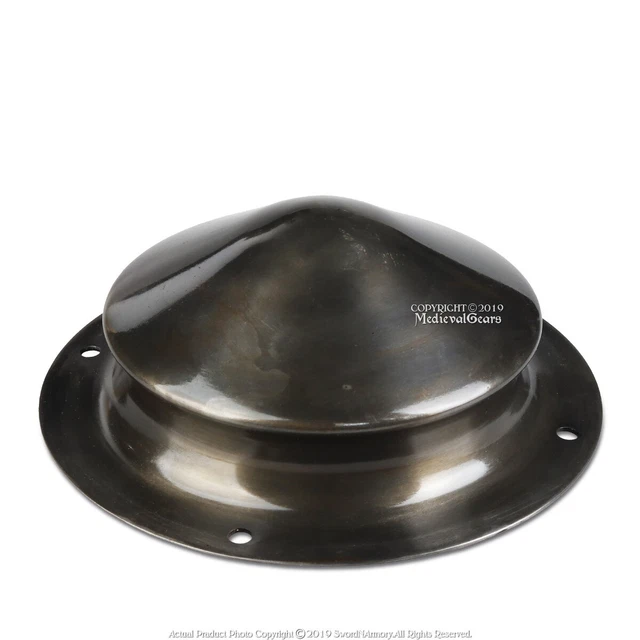 Hand Forged 6.5" Diameter Shield Boss Umbo 16G Steel Combat Grade Grey Plating