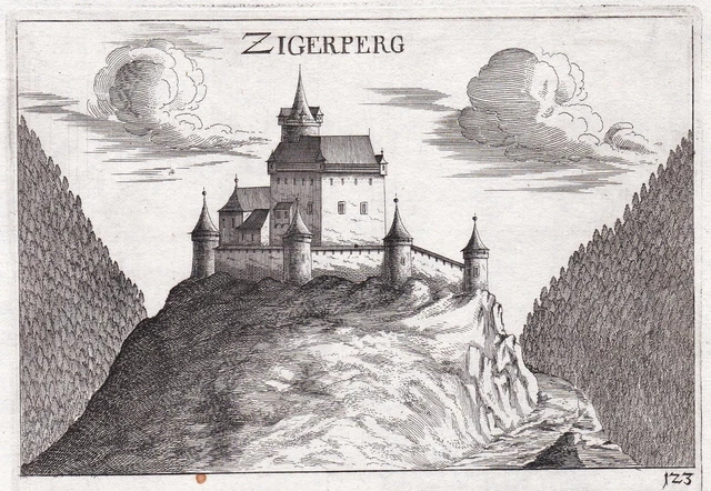 Castello Ziegersberg Zöbern Neunkirchen Incisione Engraving Vischer 1672