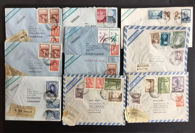 Super Lot von 10 R-Briefen aus Argentinien nach Österreich in den 50er Jahren #1