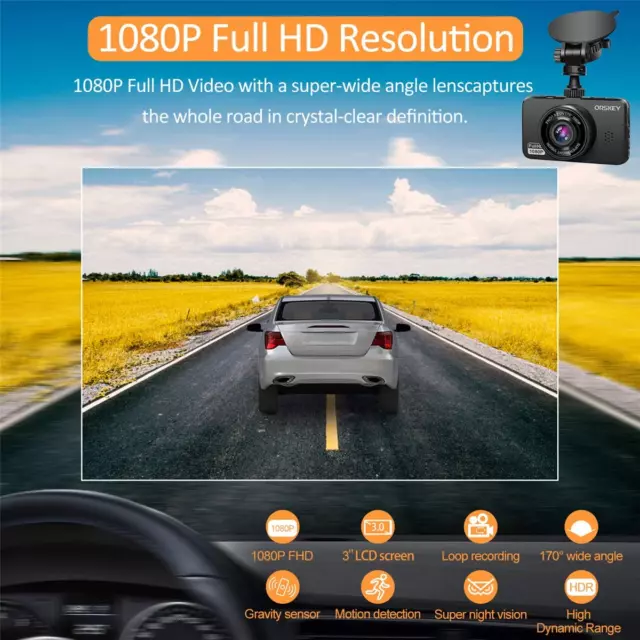 ORSKEY Dash Cam Doppia Telecamera per Auto E Scheda 32GB SD Inclusa 1080P Full H 2