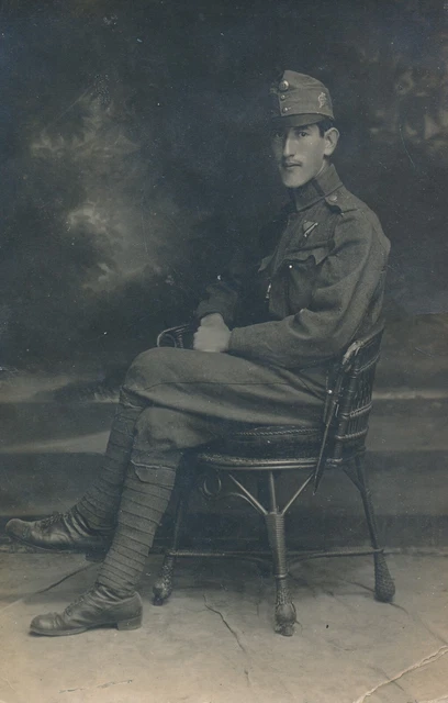 k.u.k. Foto Soldat mit Tapferkeitsmedaille und Edelweiss auf der Mütze