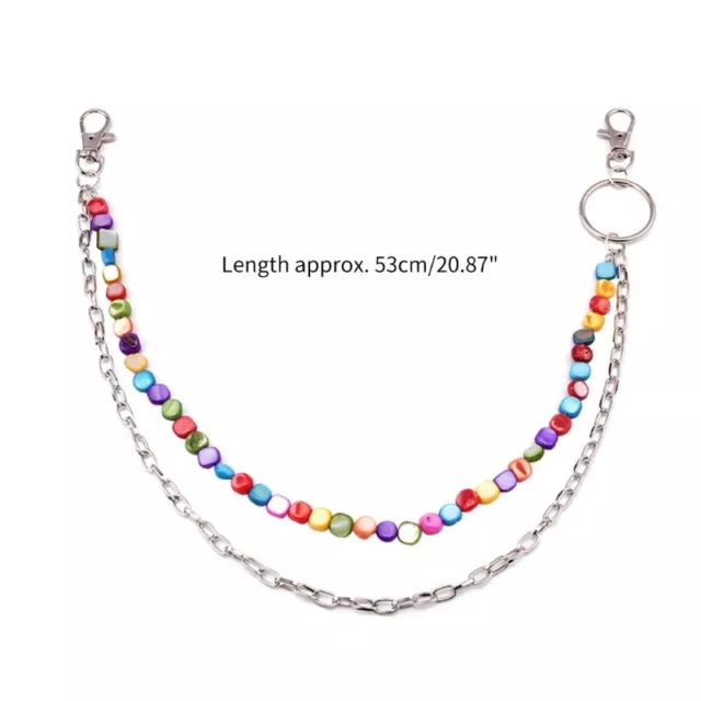 Metal Pendant Pant Chain Women Colorful Beaded Street Wear Keychain