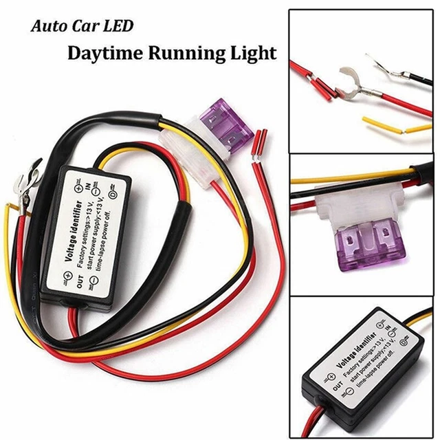 Car LED Daytime Running Lights Controller Relay Harness Dimmer On/Off 12-18arr