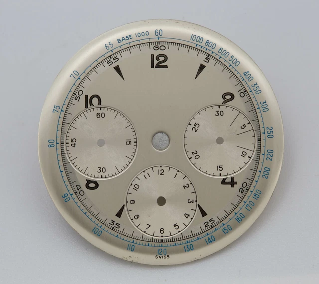 Cadran VALJOUX 23 / 231 Vintage Pour Chronographe DODANE - Noir Mat, Laiton - 31,5 Mm - Neuf Ancien Stock