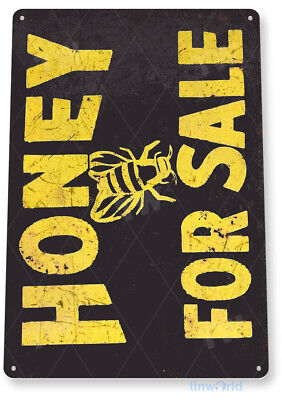 TIN SIGN Honey For Sale Tin Metal Sign Bees Kitchen Farm Decor B157